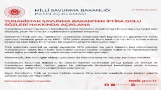 MSB: “Yunanistan Savunma Bakanı Dendiasın Kıbrıs Türklerini ve kahraman Türk ordusunu hedef alan düzeysiz, yalan ve iftira dolu açıklamasını şiddetle kınıyoruz”