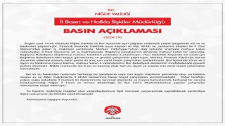 Niğde Valiliğinden sel açıklaması
