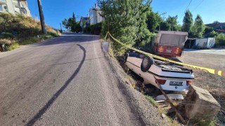 Otomobil şarampole devrildi, 2 yaralı