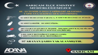 Sarıçam polisi 18 silah ele geçirdi, aranan 37 şahsı yakaladı