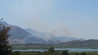 Selçuktaki orman yangınına havadan ve karadan müdahale