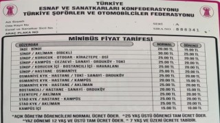 Sinopta toplu taşımaya zam
