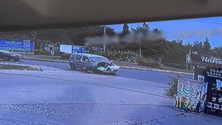 Tekirdağda dönel kavşaktaki kaza kamerada