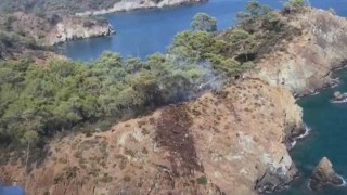 Ünlü koydaki yangın büyümeden söndürüldü