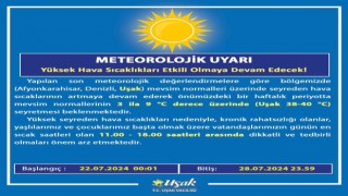 Uşak için sıcak hava uyarısı