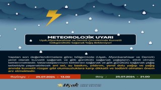 Uşaka kuvvetli yağış uyarısı