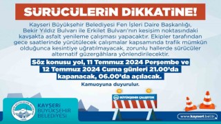 Yol yapım çalışmaları yapan Büyükşehirden araç sürücülerine uyarı