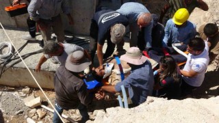 Yüksekten düşen inşaat işçisi yaralandı