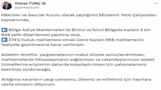 Adalet Bakanı Tunç: Toplam 968 yeni mahkeme kuruluyor
