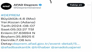 Adanada 4,6 büyüklüğünde deprem meydana geldi