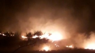 Anızdan ormana sıçrayan alevler geceyi aydınlattı