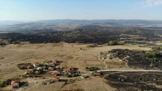 Ankara-Bolu sınırında yanan bölge dronla görüntülendi