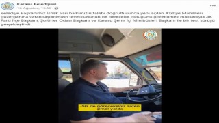 Başkan test sürüşü için bindiği dolmuşu kemer takmadan kullandı
