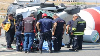 Beton mikseri devrildi: 1 ölü
