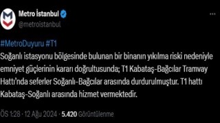 Çökme riskli bina nedeniyle durdurulan tramvay seferlerinde İBB, tramvayı bina önünde son durak yaptı