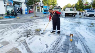 Düzce sokakları deterjanla yıkandı