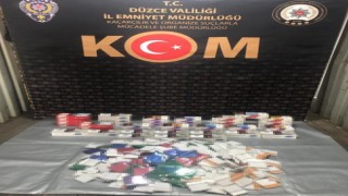 Düzcede 15 bin 200 dal makaron ele geçirildi