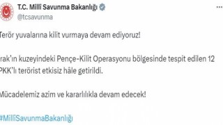 Irakın kuzeyindeki 12 PKKlı terörist etkisiz hale getirildi