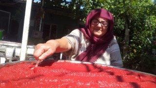 Kadınlar salça yapımına başladı