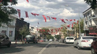 Karsta Zafer Bayramı öncesinde caddeler bayraklarla donatıldı