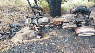 Kastamonuda devrilen traktör alev alev yandı: 1 yaralı