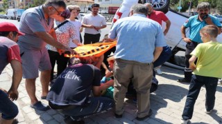 Kavşakta çarpışan araçlardan biri takla attı: 1 yaralı