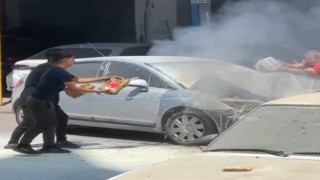 Kazadan sonra sanayiye götürülen araç alev aldı