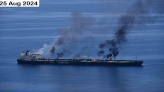 Kızıldenizde saldırıya uğrayan petrol tankerinde 23 Ağustostan bu yana yangın devam ediyor