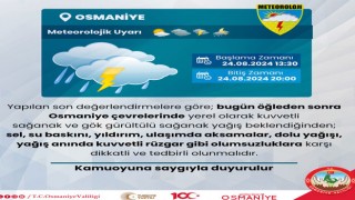 Osmaniye İçin Kuvvetli Yağış Uyarısı