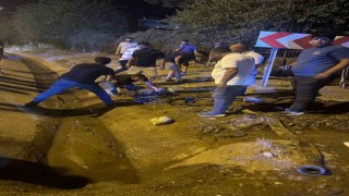 Siirtte freni boşalan su tankeri devrildi: 2 yaralı