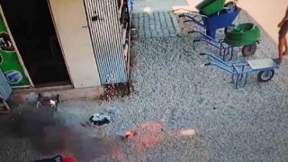 Tamircide şarja takılı robot süpürge önce alev aldı sonra bomba gibi patladı