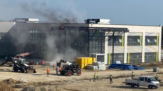 Tekirdağda yapımı süren hastanede yangın