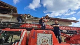Yangında mahsur kaldılar, itfaiye kurtardı