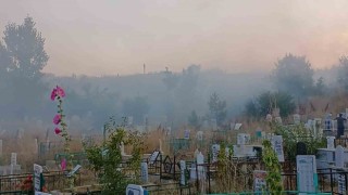 Yüksekovada mezarlıkta çıkan yangın korkuttu