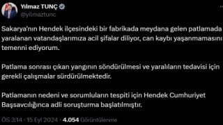 Adalet Bakanı Tunç: “Patlamanın sebebi ve sorumluların tespiti için adli soruşturma başlatılmıştır”
