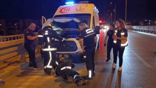 Antalyadan Aksekiye giden ambulansın motorunda yangın çıktı