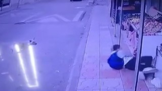 Başıboş sokak köpeğinden kaçtı düşüp markete sığınarak kurtuldu