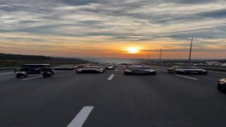 Beykozda çakarlı driftli düğün konvoyu kamerada