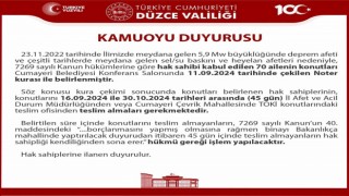 Düzce Valiliğinden konutunuzu teslim alın duyurusu