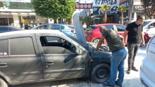 Düzcede seyir halindeki araçta yangın
