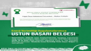 Enerji ve Tabii Kaynaklar Bakanlığı tarafından NÖHÜye Üstün Başarı Belgesi verildi