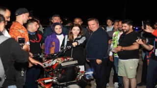 Ergan Dağında motosiklet akrobasi şov