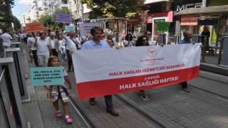 Halk Sağlığı Haftası nedeniyle yapılan yürüyüşe yoğun katılım sağlandı
