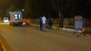 Kontrolden çıkan motosiklet çöp konteynerine çarptı