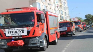 Orduda İtfaiye Haftası korteji