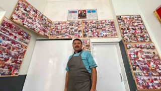 Pide almaya gelen müşterilerinin fotoğrafları ile iş yerinin duvarlarını fotoğraf albümüne çevirdi