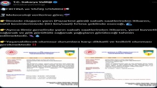 Sakaryada fırtına ve sağanak yağış uyarısı
