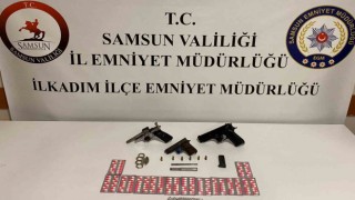 Samsunda polis tarafından silah ve uyuşturucu ele geçirildi