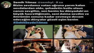 Şehidin kocası, “Bizim sevdamız vatan uğruna yarım kalan sevdalardan oldu”