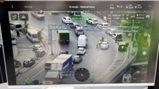 Sultanbeylide denetimde sürücüler drondan sesli komut ile uyarıldı.